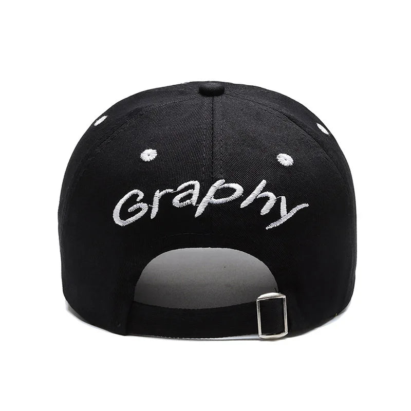Typography Embroidered Baseball Cap Adjustable Curved Brim Urban Streetwear Fashion Hat