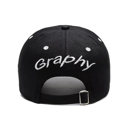 Typography Embroidered Baseball Cap Adjustable Curved Brim Urban Streetwear Fashion Hat