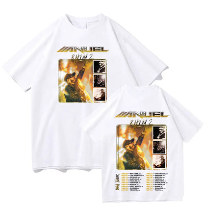 Oversized Vintage-Inspired Graphic Cotton T-Shirt with Tour Poster Streetwear Design
