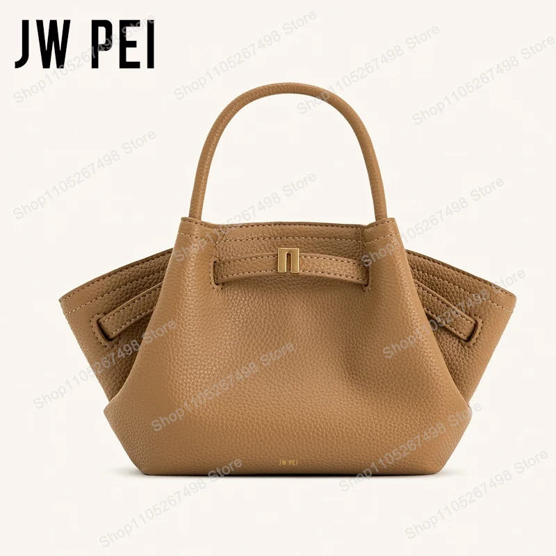 Minimalist Split Leather Hobo Tote Bag with Top Handle Everyday Work Design