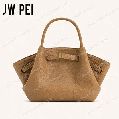 Minimalist Split Leather Hobo Tote Bag with Top Handle Everyday Work Design