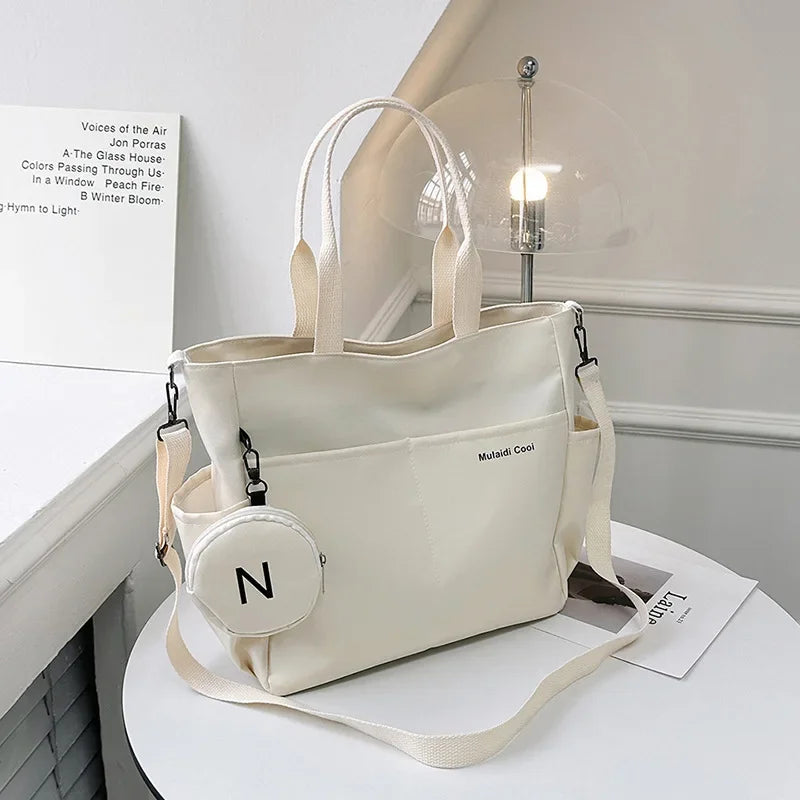Structured Canvas Tote Messenger Bag with Large Capacity Everyday Design