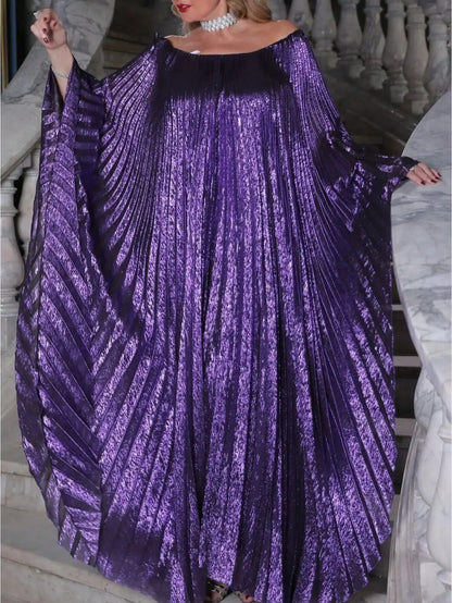 Oversized Pleated Kaftan Maxi Dress with Dramatic Gothic Streetwear Aesthetic