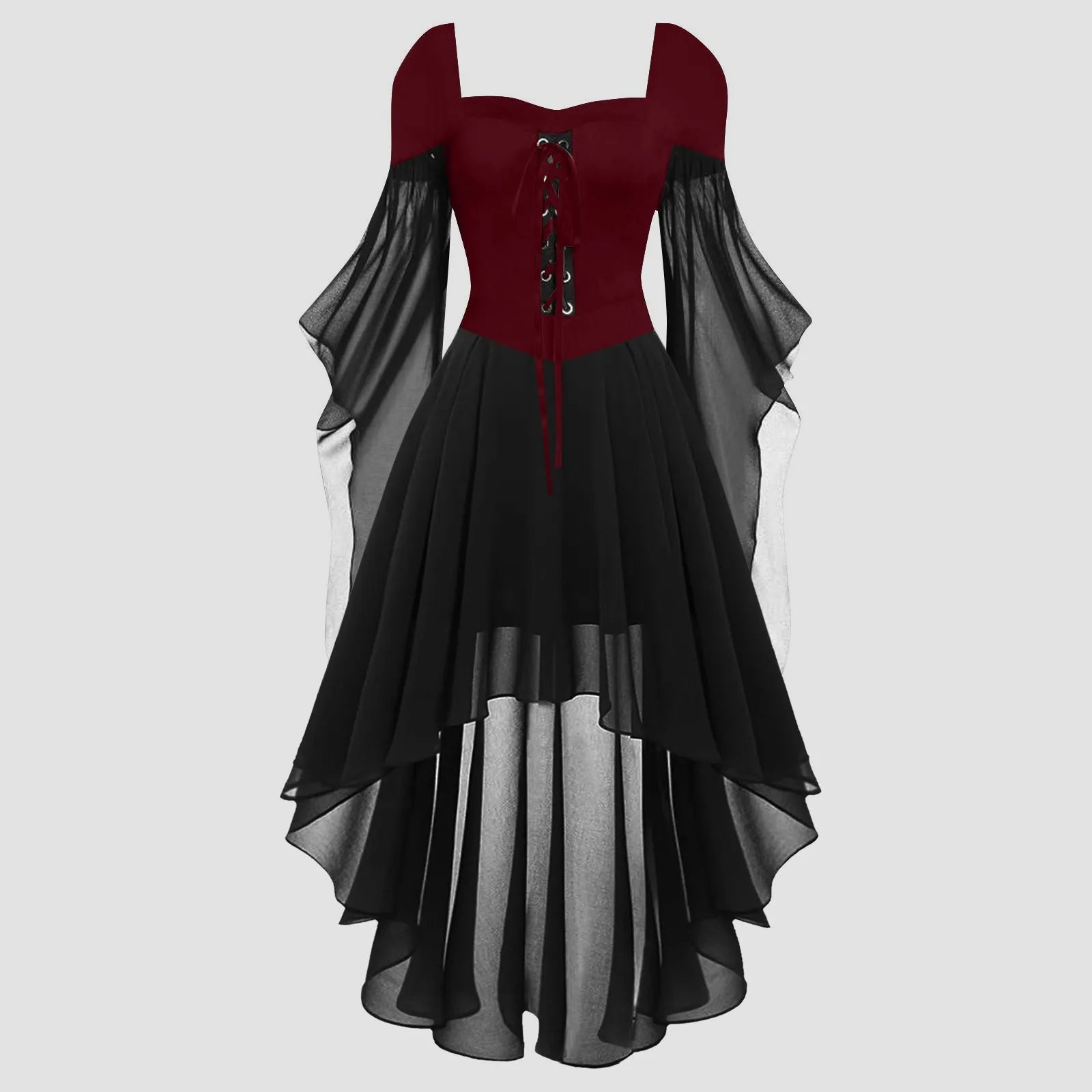 Layered Chiffon Gothic Dress with Elegant Dark Fashion Aesthetic