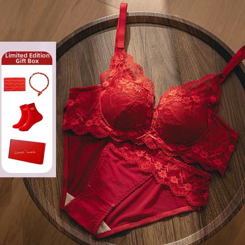 Vibrant Red Lace Maternity Bra with Wide Scalloped Underband