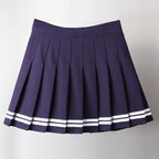 High Waist Pleated Mini Skirt Contrast Trim Alternative Fashion Bottom