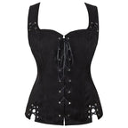 Gothic Lace-Up Corset Top with Dark Fantasy Streetwear Aesthetic