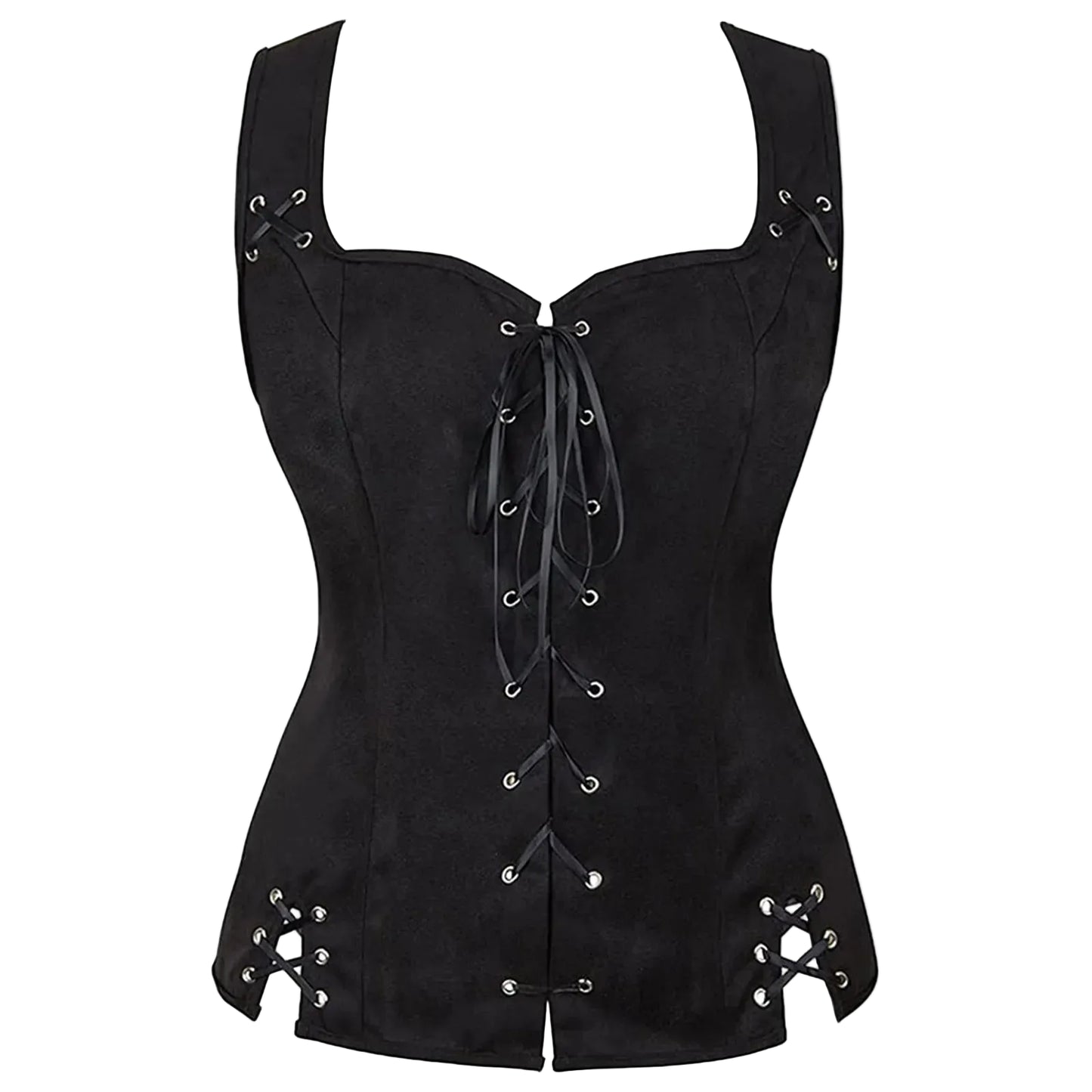 Gothic Lace-Up Corset Top with Dark Fantasy Streetwear Aesthetic