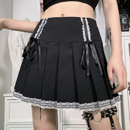 Plaid Tiered Ruffle Mini Skirt Lace Trim Gothic Inspired Alternative Bottom