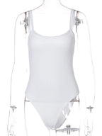 Ribbed Sleeveless Scoop Neck Bodycon Bodysuit for Alternative Fashion Styling