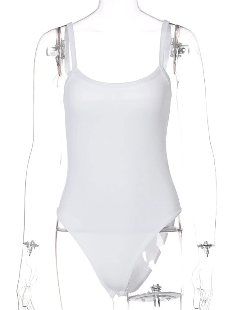 Ribbed Sleeveless Scoop Neck Bodycon Bodysuit for Alternative Fashion Styling