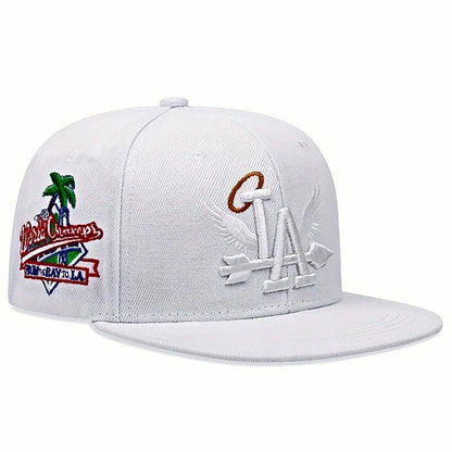 Embroidered Flat Brim Snapback Cap Adjustable Streetwear Hip Hop Baseball Fashion Hat