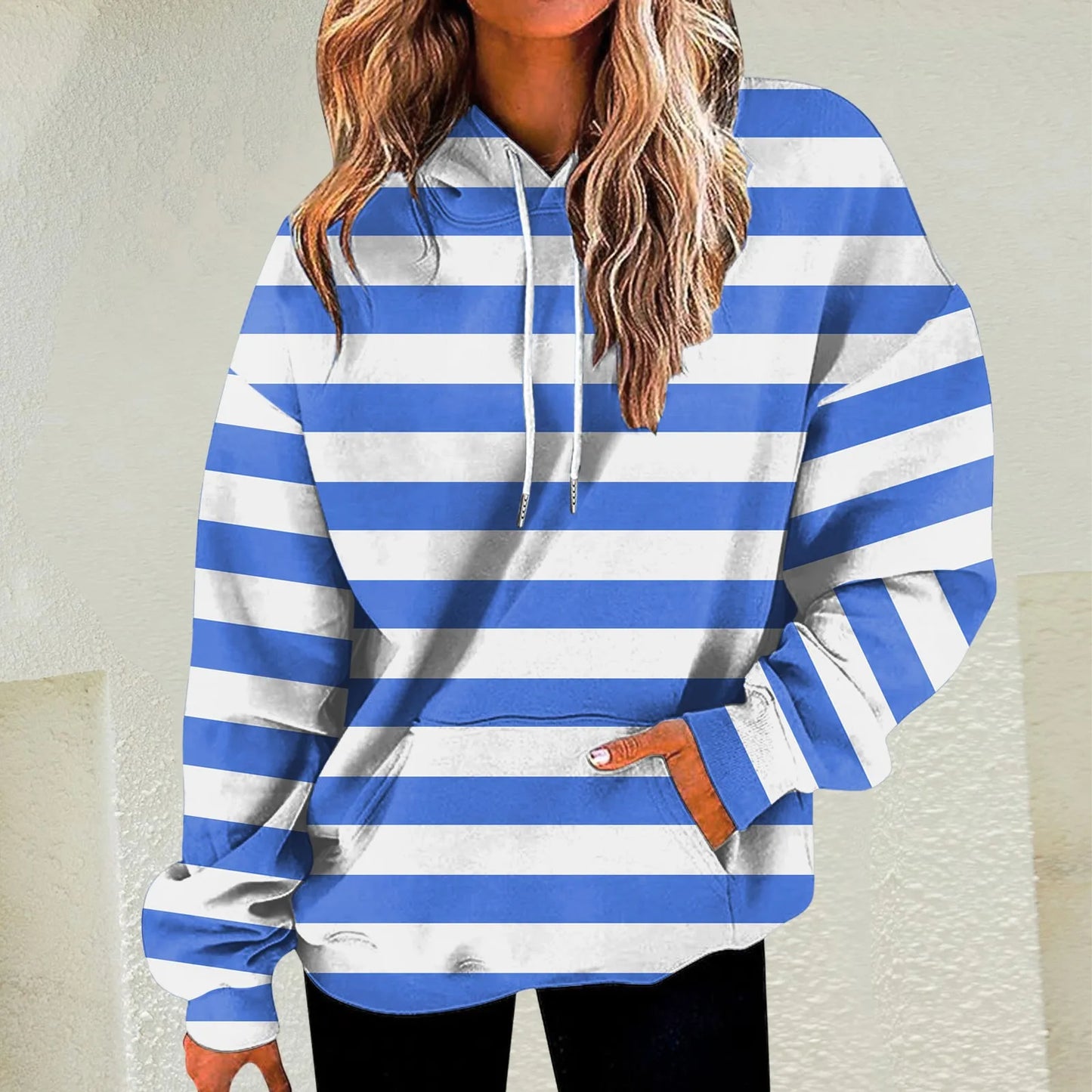Relaxed Striped Hooded Pullover with Modern Color Block Streetwear Styling