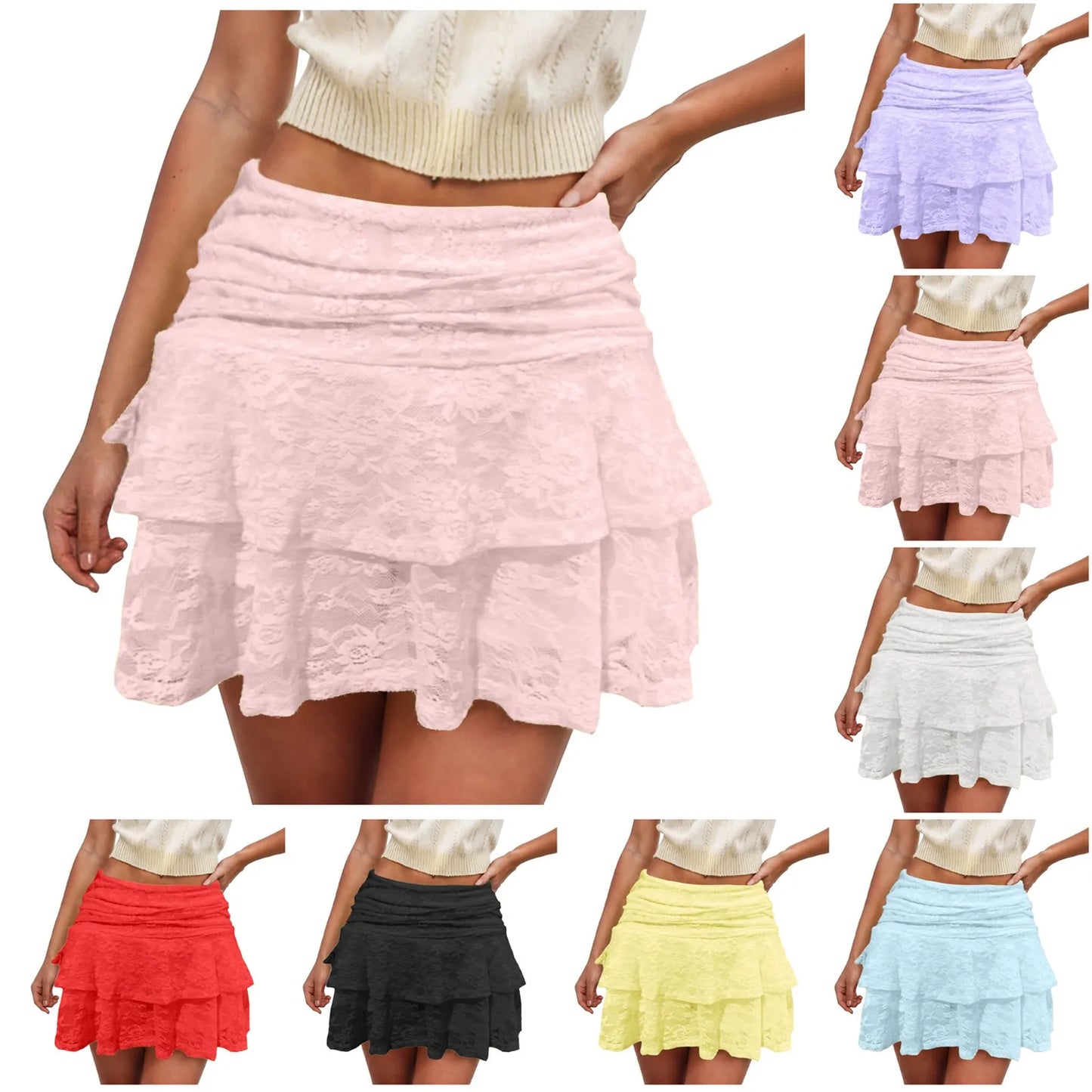 Layered Ruffle Tulle Mini Skirt with Flowy Y2K Streetwear Styling