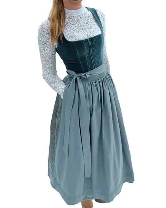 Vintage Inspired Lace Up Bodice Cottagecore Alternative Midi Dress