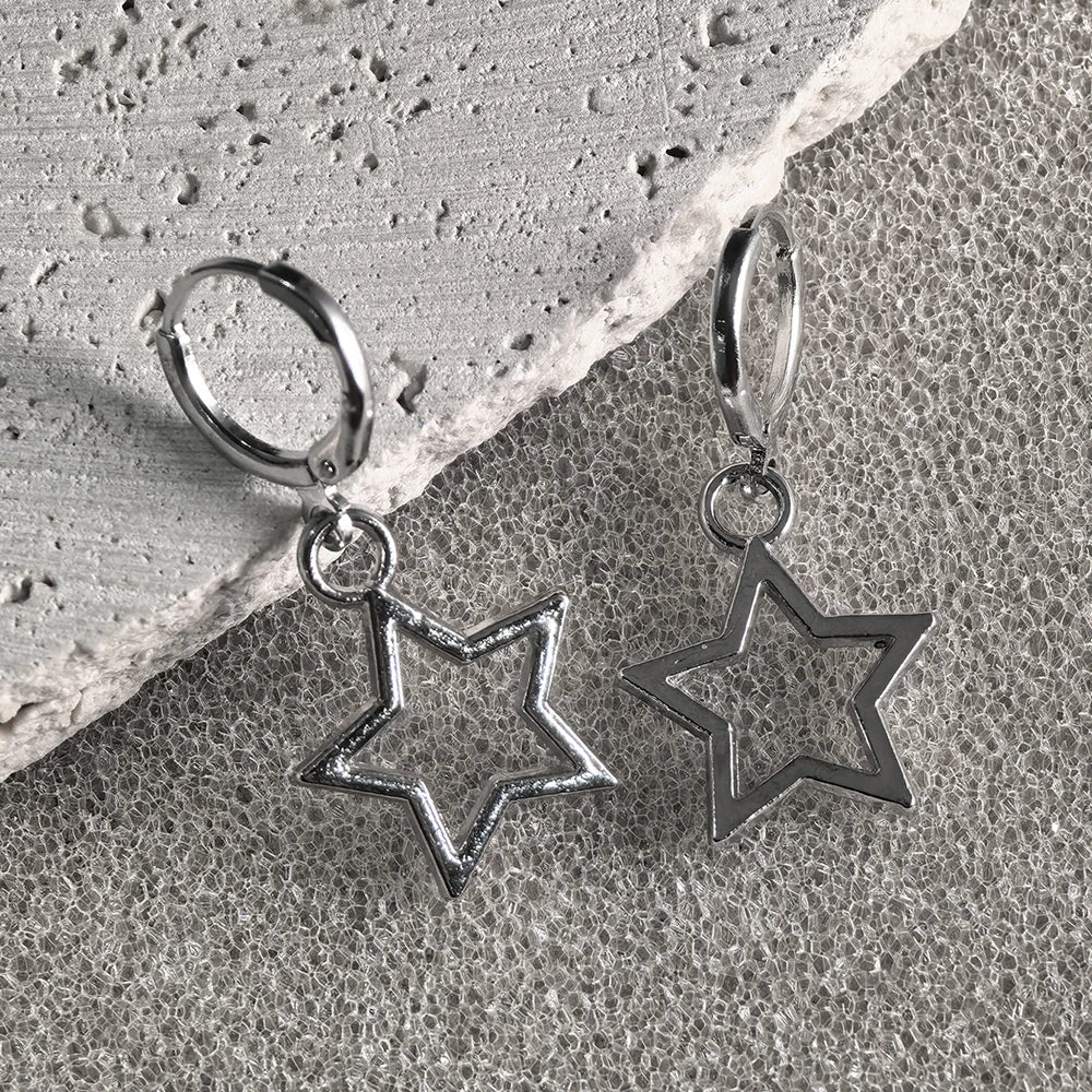 Hollow Star Drop Earrings Y2K Alternative Celestial Fashion Jewelry