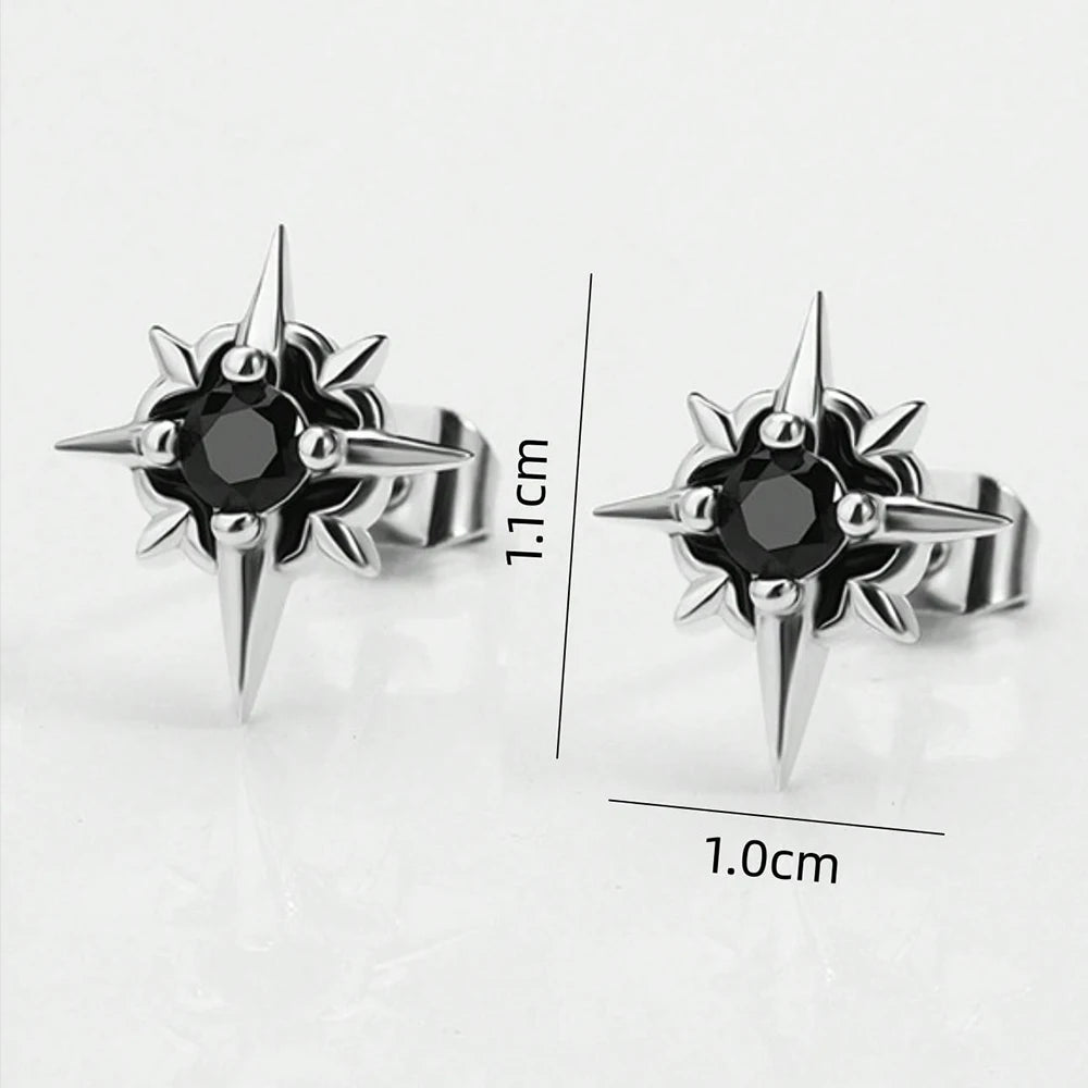 Celestial Star Stud Earrings With Alternative Gothic Statement Sparkle Design