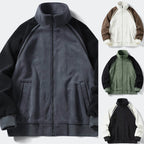 Men's Stand Collar Full Zip Fleece Jacket with Utility Pockets for Modern Streetwear Style