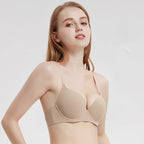 Seamless Smooth Molded Cup Bra with Adjustable Straps and Plunging Neckline