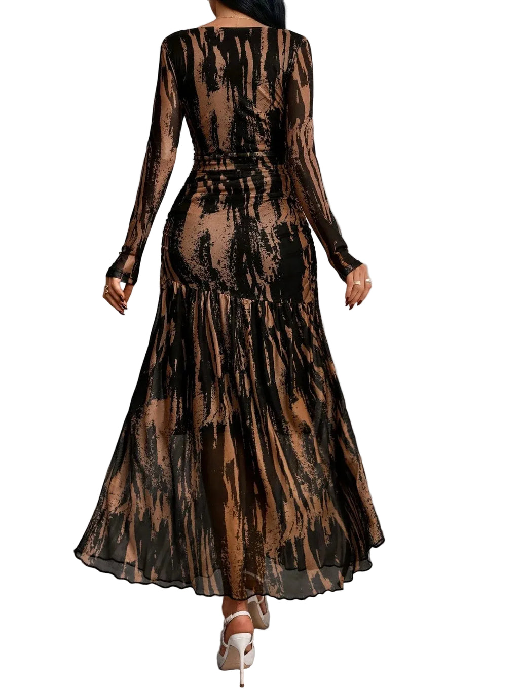 Elegant Victorian Gothic Lace Panel Maxi Dress with Flowing Hemline