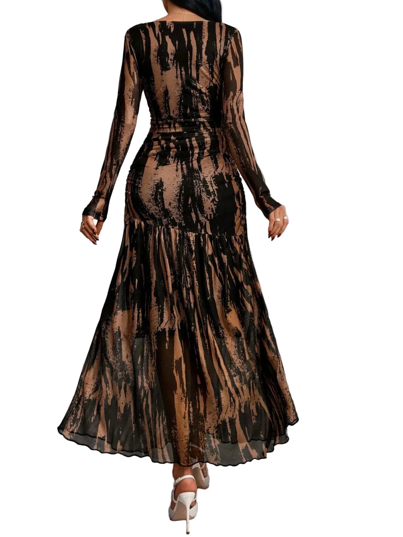 Elegant Victorian Gothic Lace Panel Maxi Dress with Flowing Hemline