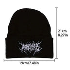 Gothic Inspired Embroidered Acrylic Knit Beanie for Contemporary Streetwear Winter Casual Fashion Style