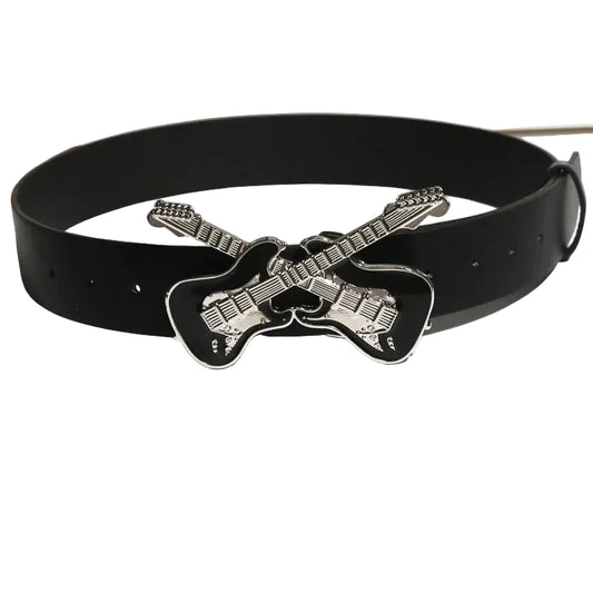 Western Inspired Guitar Buckle Belt for Punk and Y2K Fashion