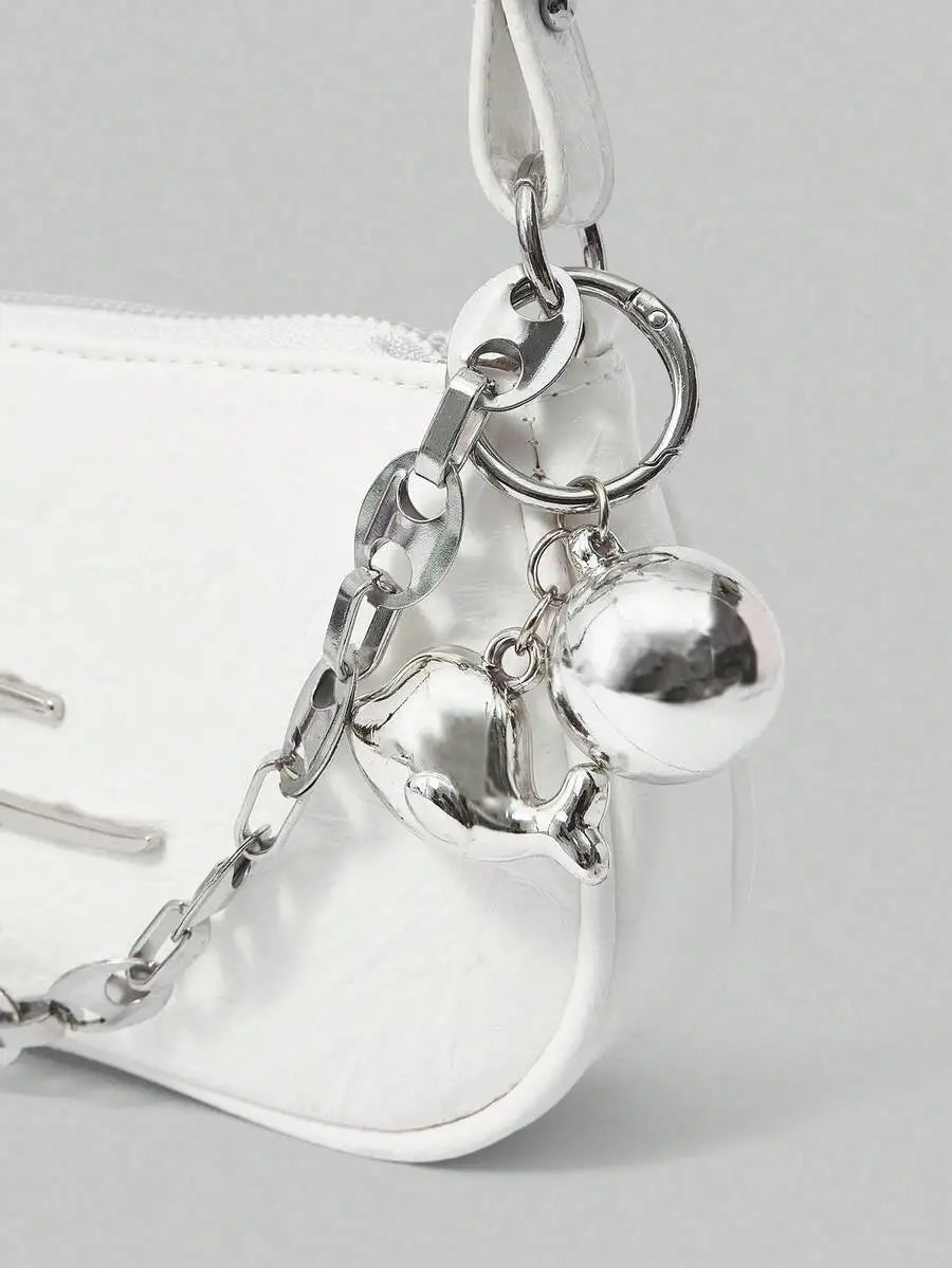 Mini Crescent Camera Shoulder Bag with Chain Strap Contemporary Street Style