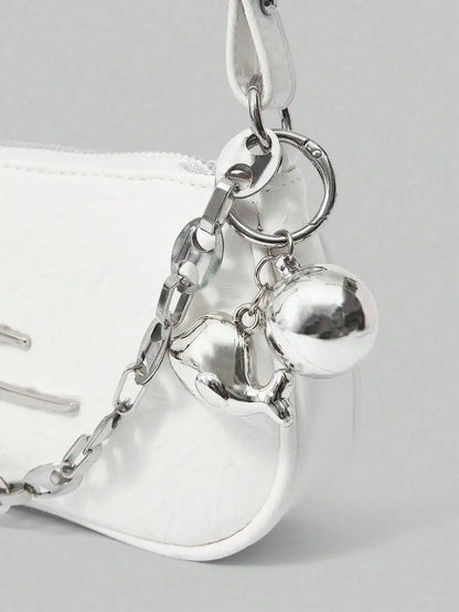 Mini Crescent Camera Shoulder Bag with Chain Strap Contemporary Street Style