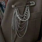 Punk Chain Garter Leg Accessory with Safety Pin Alternative Fashion Detail