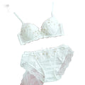 Pristine White Ruched Mesh Lingerie Set with Delicate Floral Embroidery