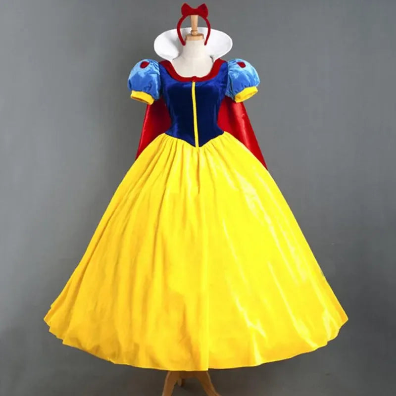 Classic Royal Princess Gown with Puffed Sleeves and Sweeping Yellow Skirt