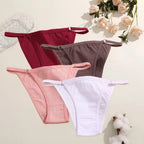 4-Piece Women’s Low-Rise Bikini Briefs Set with Soft Solid Colors, Minimal Silhouette and Everyday Lingerie Styling