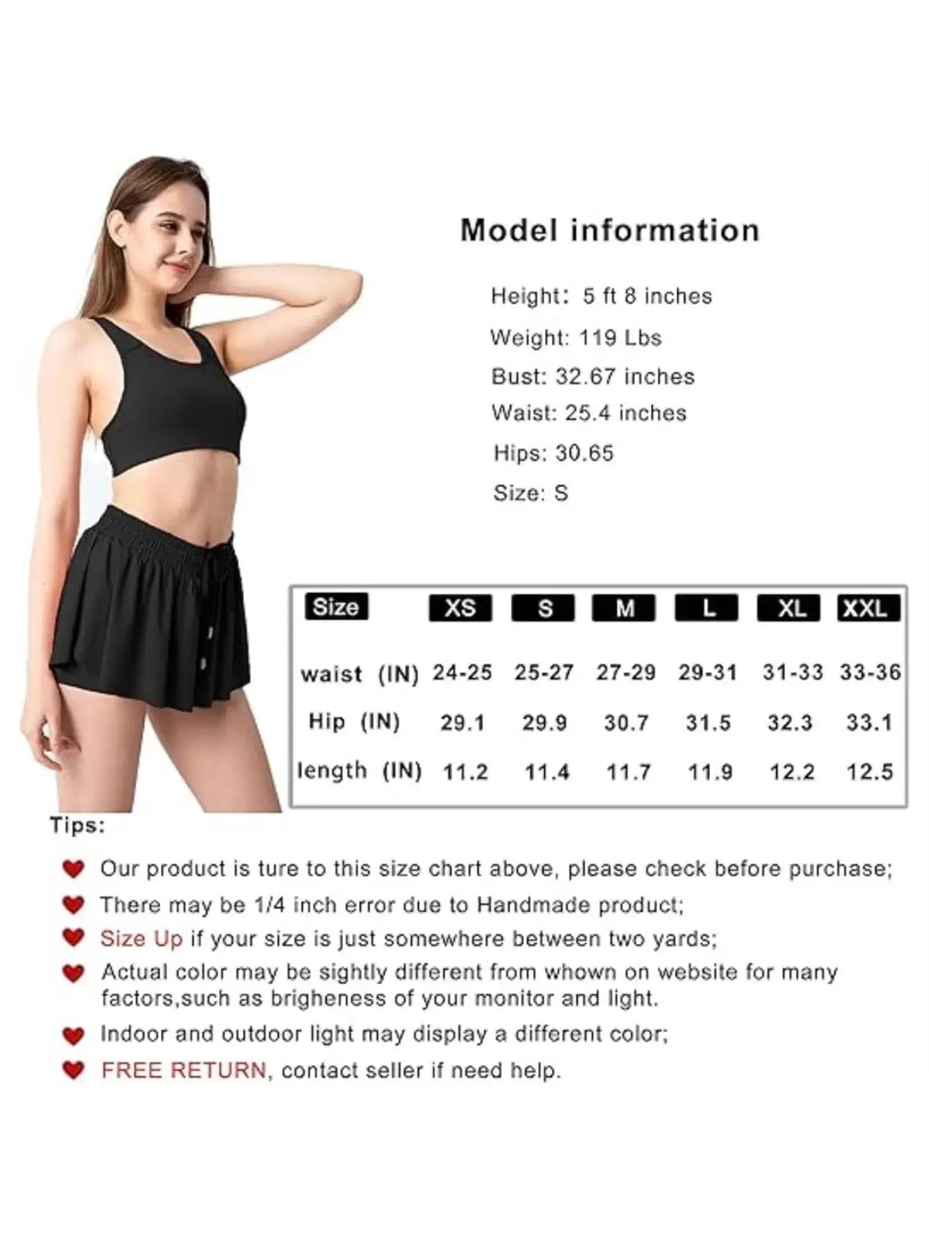 High Waist Pleated Tennis Skort with Built-In Shorts and Pockets