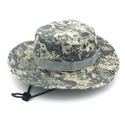 Unisex Outdoor Boonie Bucket Hat with Adjustable Chin Cord for Hiking Fishing and Camping