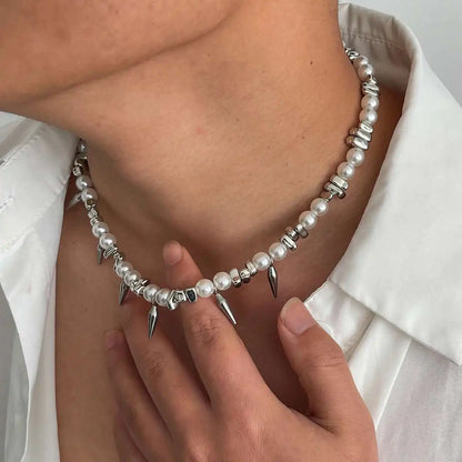 Pearl Inspired Choker Necklace for Grunge Gothic and Streetwear Fashion