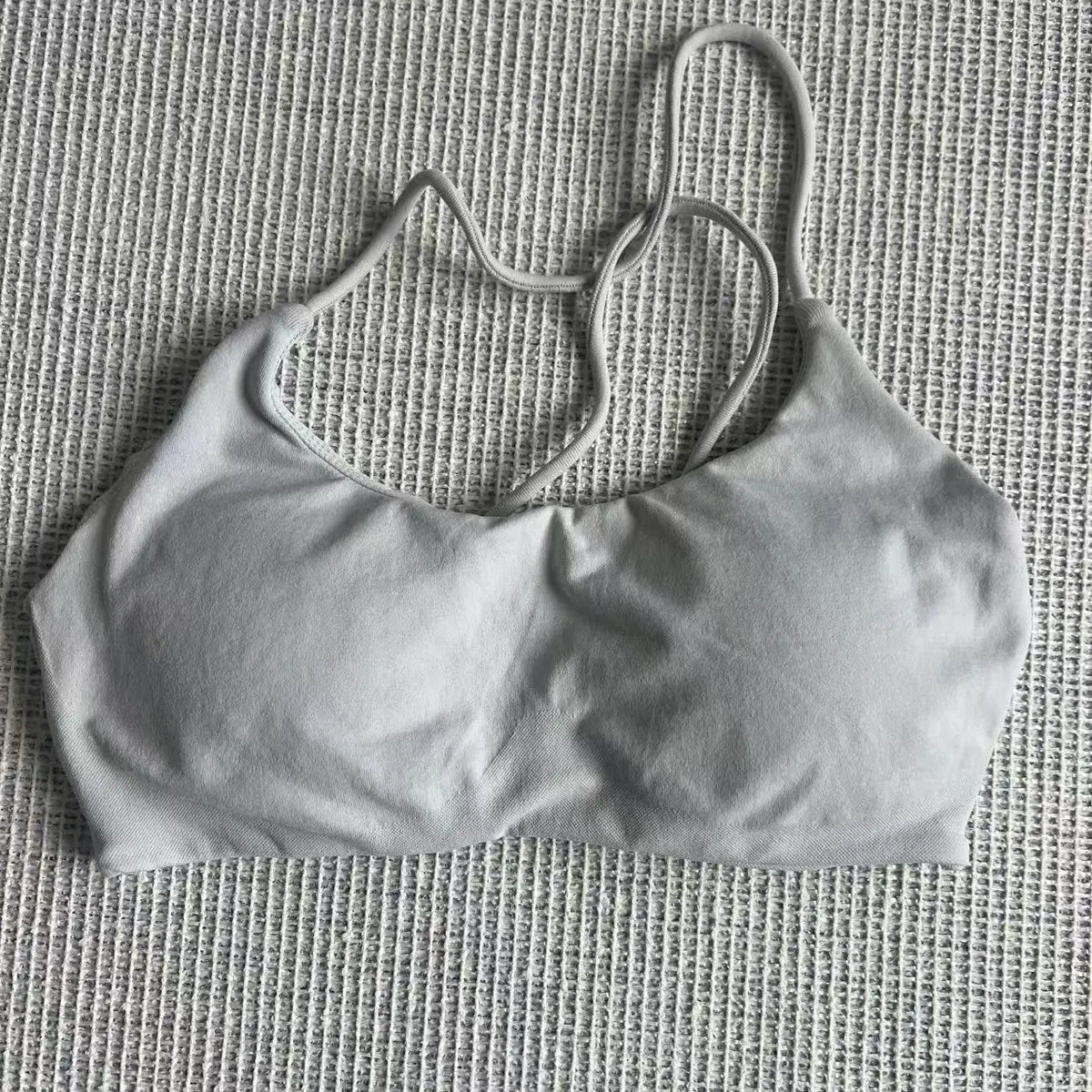 Olive Green Strappy Open-Back Sports Bra with Scoop Neckline