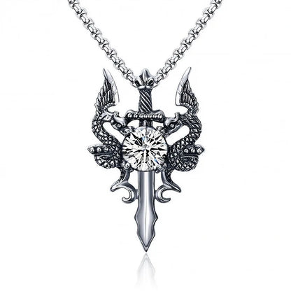 Dragon Sword Cross Pendant Necklace for Gothic Alternative Fashion