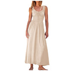 Sleeveless Lace Up Maxi Dress with Relaxed A-Line Boho Silhouette