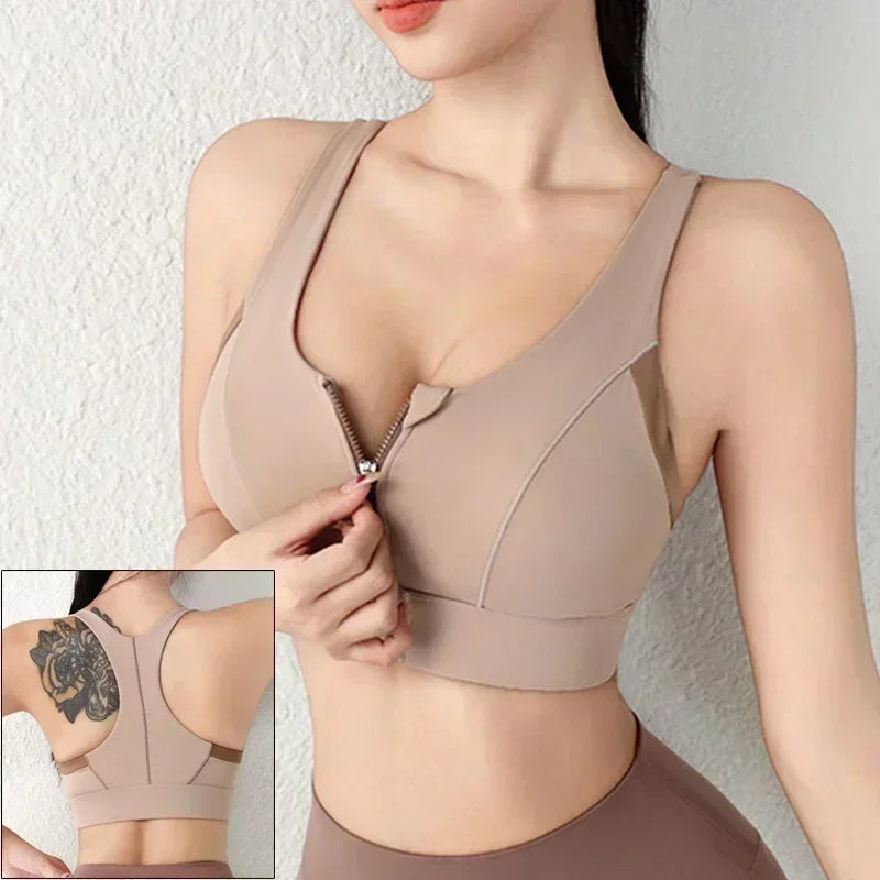Structured Front-Zip High-Impact Sports Bra with Racerback Support