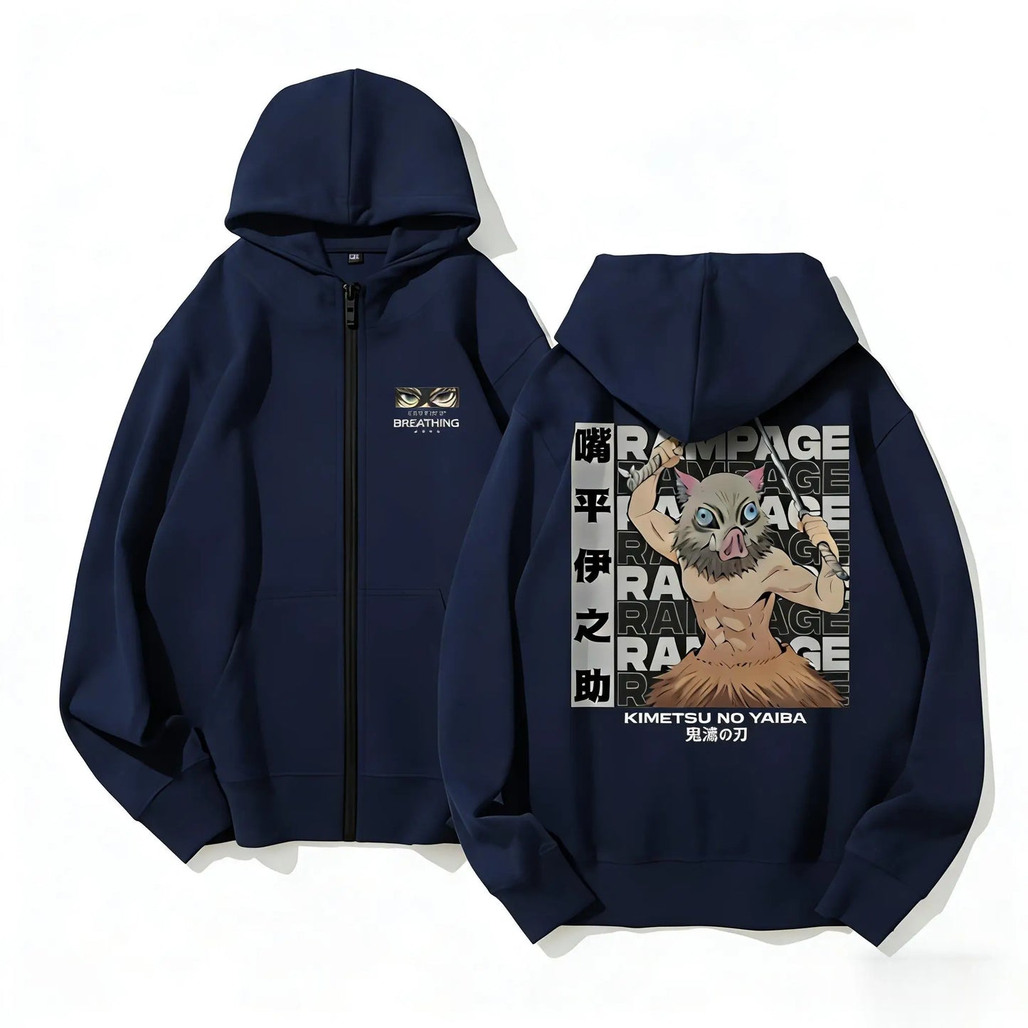 Anime Manga Zip Hoodie With Oversized Retro Streetwear Graphic Design