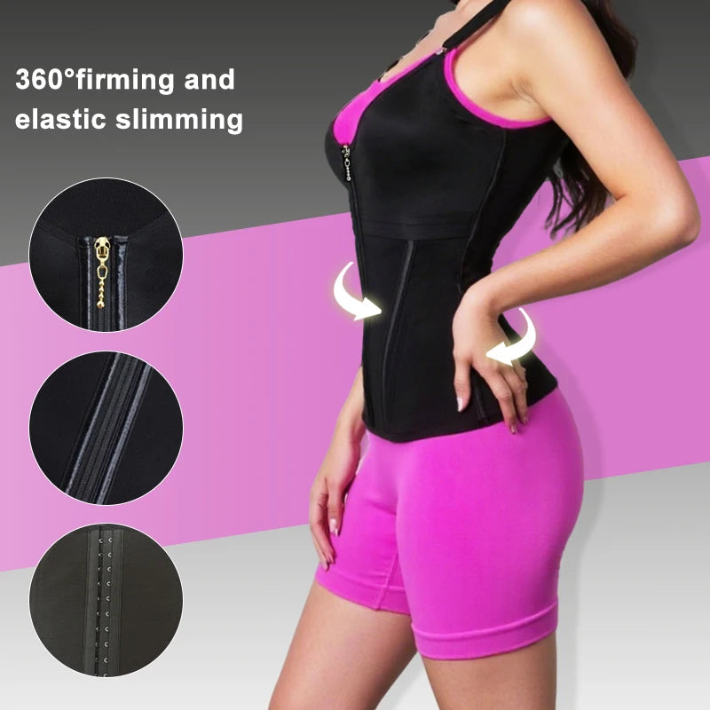 Underbust Waist Cincher Vest with Adjustable Straps and Zip Closure
