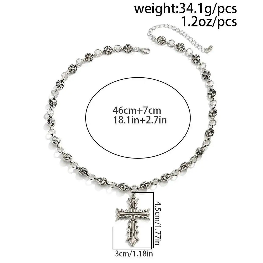 Oversized Cross Pendant Necklace for Punk Gothic Streetwear Statement Styling