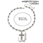 Oversized Cross Pendant Necklace for Punk Gothic Streetwear Statement Styling