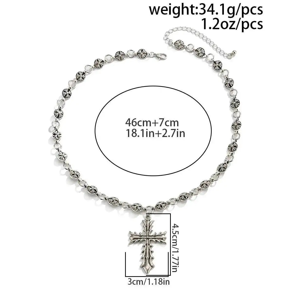 Oversized Cross Pendant Necklace for Punk Gothic Streetwear Statement Styling