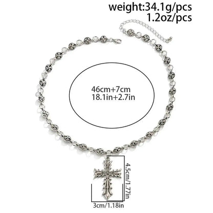 Oversized Cross Pendant Necklace for Punk Gothic Streetwear Statement Styling