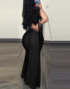 Ruched Sequin Evening Dress With Floor Length Silhouette And Slit
