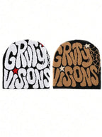 Bold Typography Acrylic Knit Beanie for Contemporary Streetwear Winter Casual Everyday Fashion Style