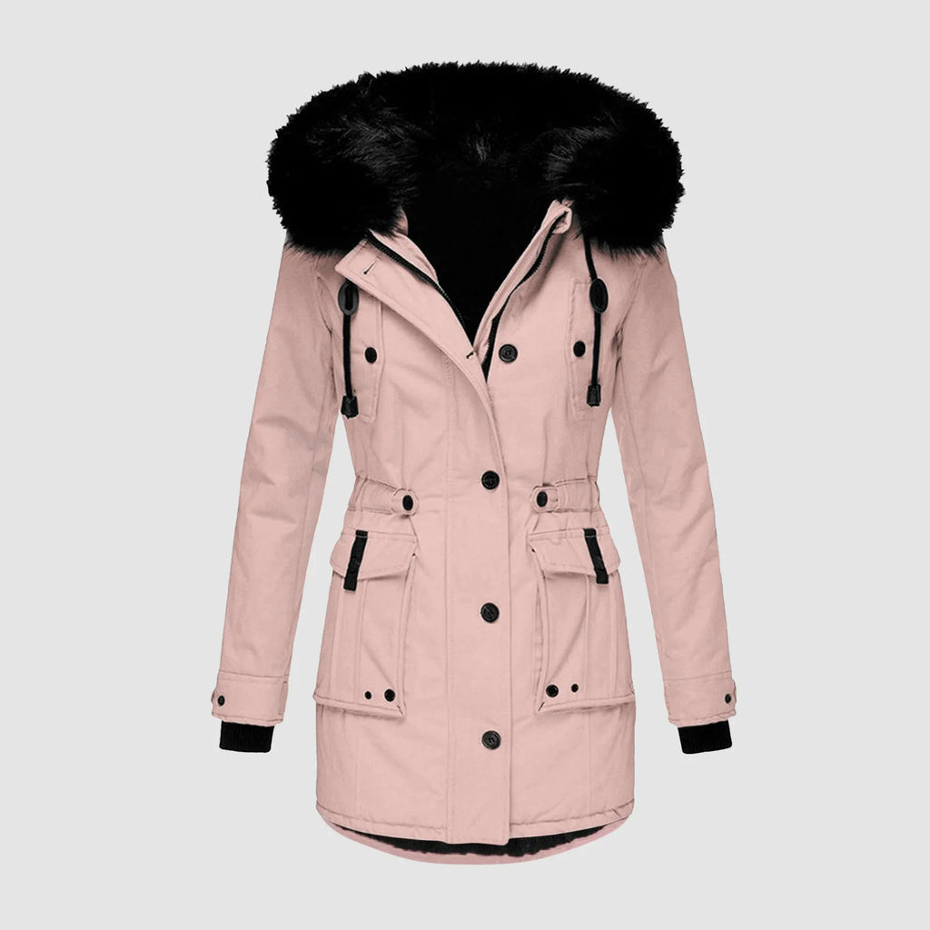 Women's Hooded Thick Padded Utility Jacket with Faux Fur Trim Everyday Winter Streetwear Coat