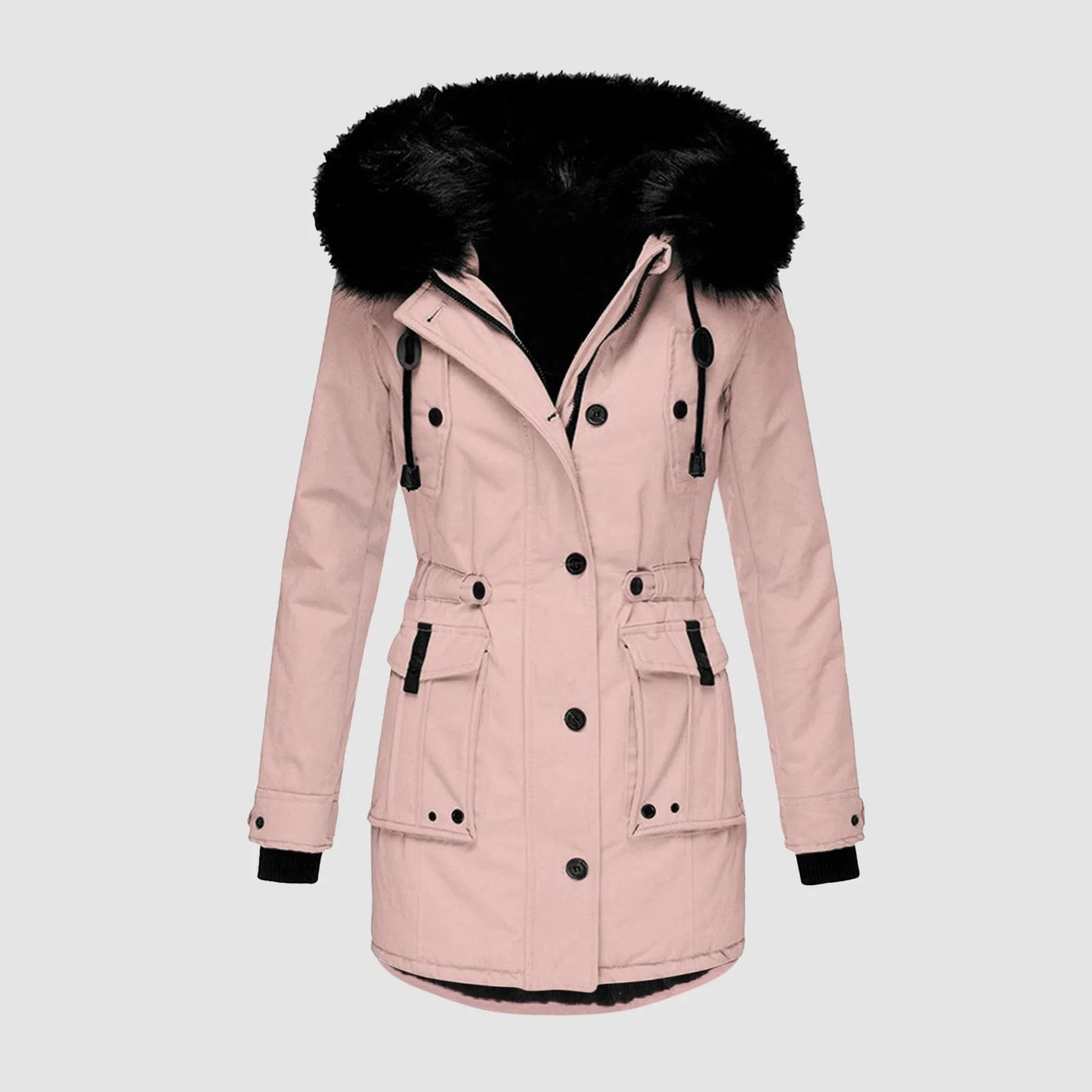 Women's Hooded Thick Padded Utility Jacket with Faux Fur Trim Everyday Winter Streetwear Coat